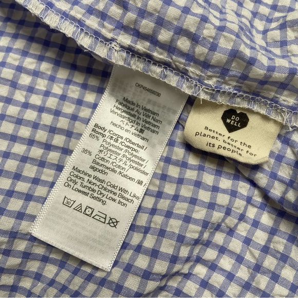 Madewell Blue and White Gingham Seersucker Wrap Top Size Medium - Picture 8 of 12